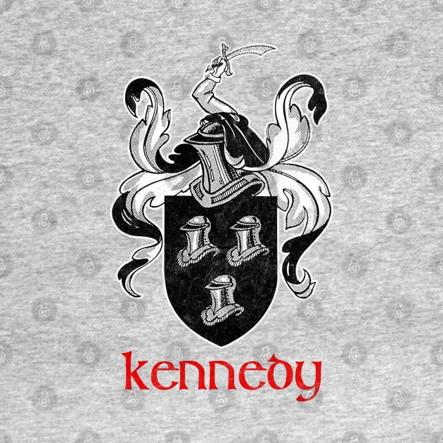 Kennedy Surname  / Faded Style Family Crest Coat Of Arms Design by feck!